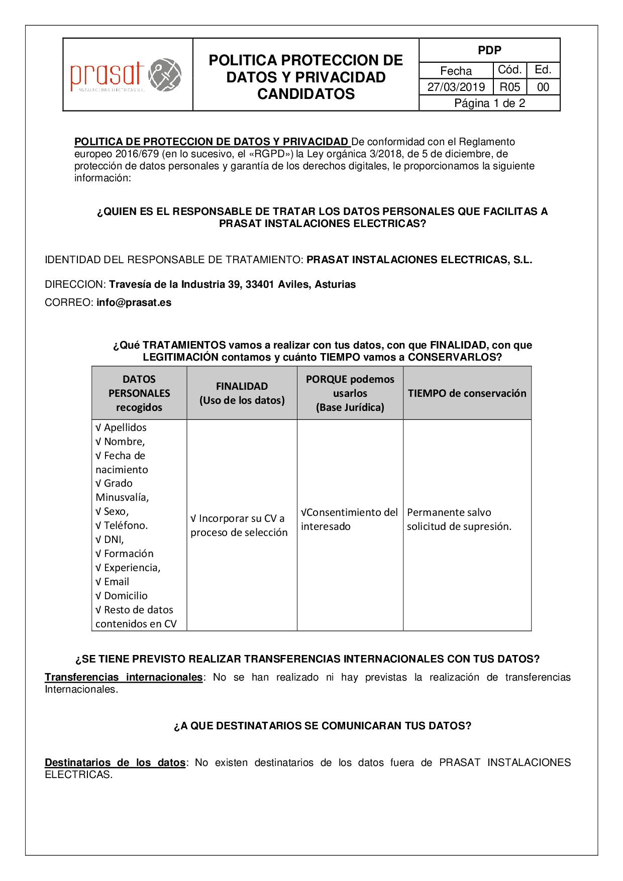 R05. Politica De Proteccion De Datos CANDIDATOS CV WEB1