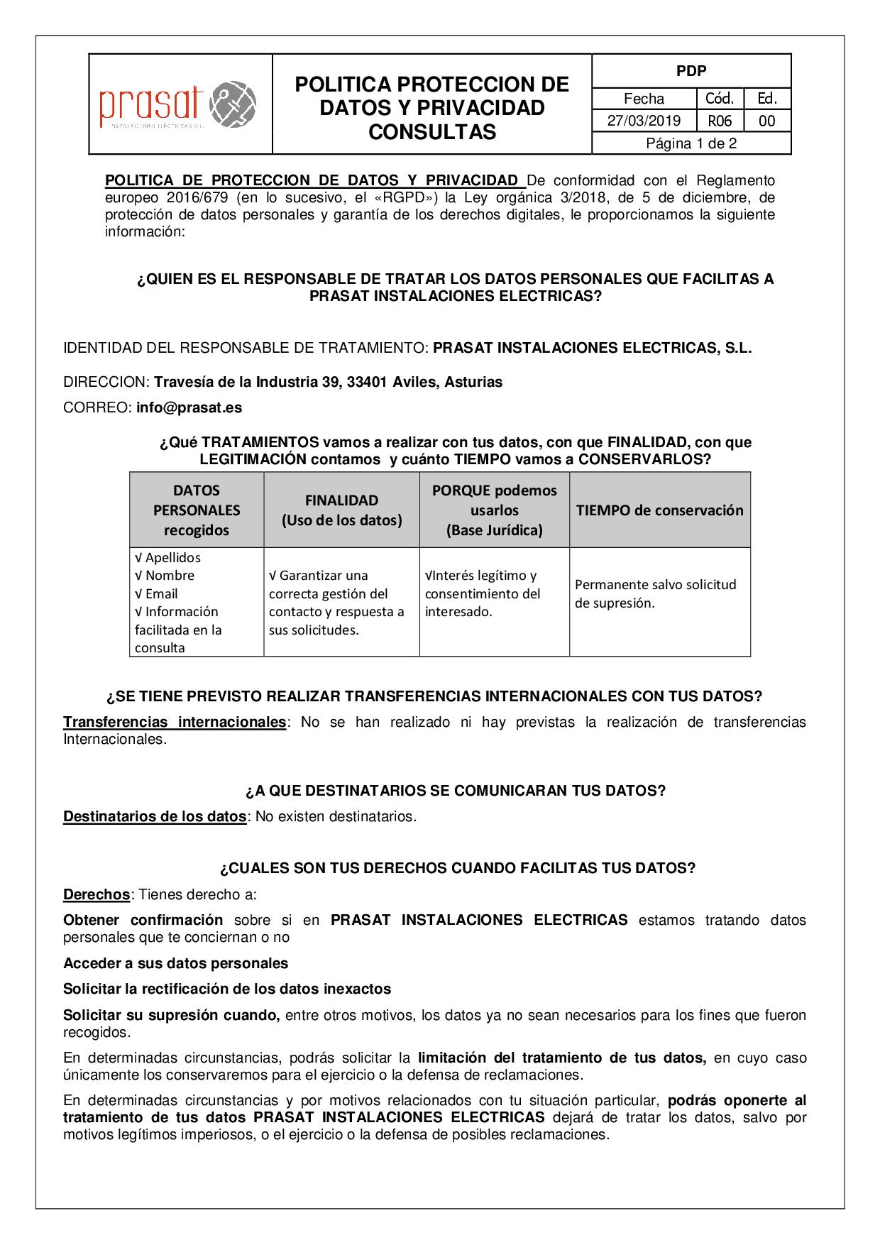 R06. Politica De Proteccion De Datos CONSULTAS WEB1