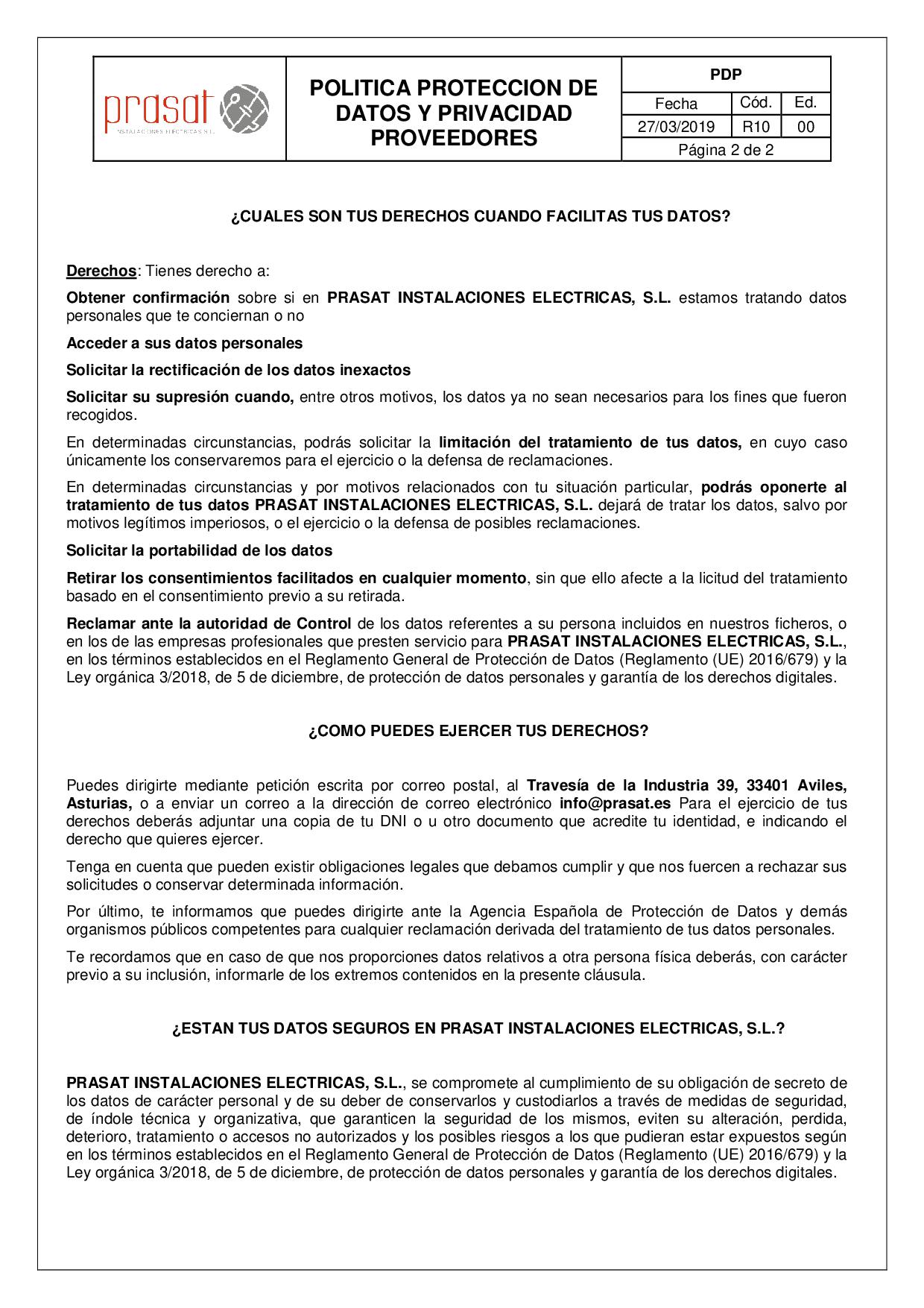 R10. Politica De Proteccion De Datos PROVEEDORES2